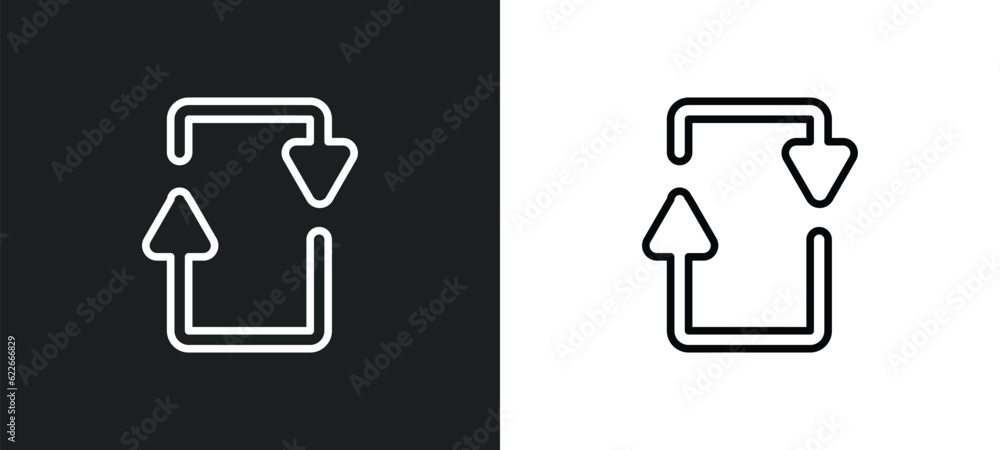 Poster refresh curve arrows outline icon in white and black colors. refresh curve arrows flat vector icon f