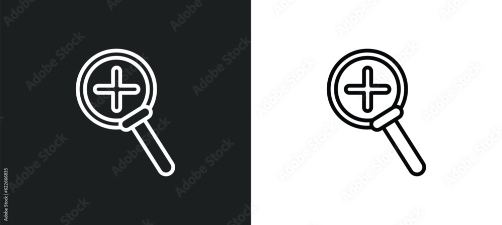 Poster zoom button outline icon in white and black colors. zoom button flat vector icon from ultimate glyph