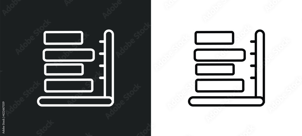 Poster dual bars interface outline icon in white and black colors. dual bars interface flat vector icon fro