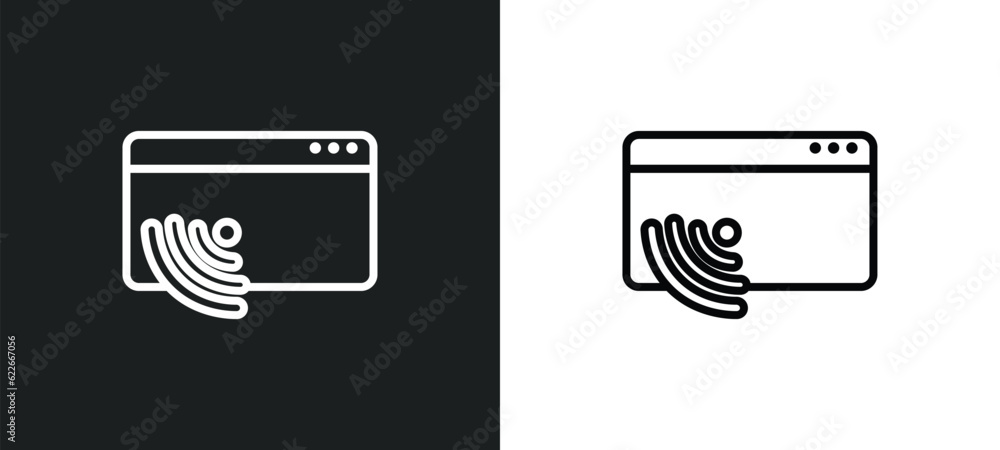 Poster stream outline icon in white and black colors. stream flat vector icon from user interface collectio