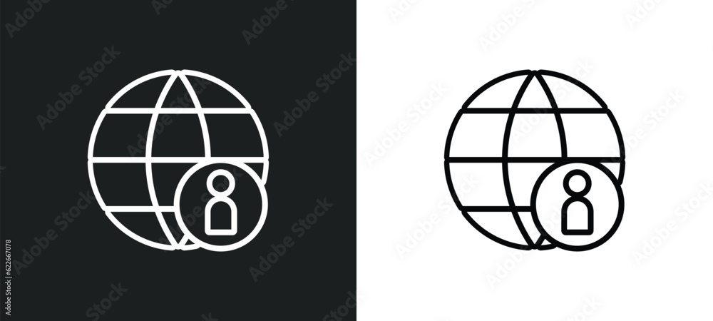 Poster user interface outline icon in white and black colors. user interface flat vector icon from user int