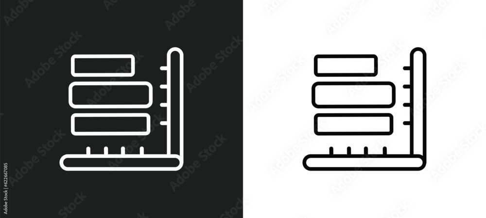 Poster simple chart interface outline icon in white and black colors. simple chart interface flat vector ic