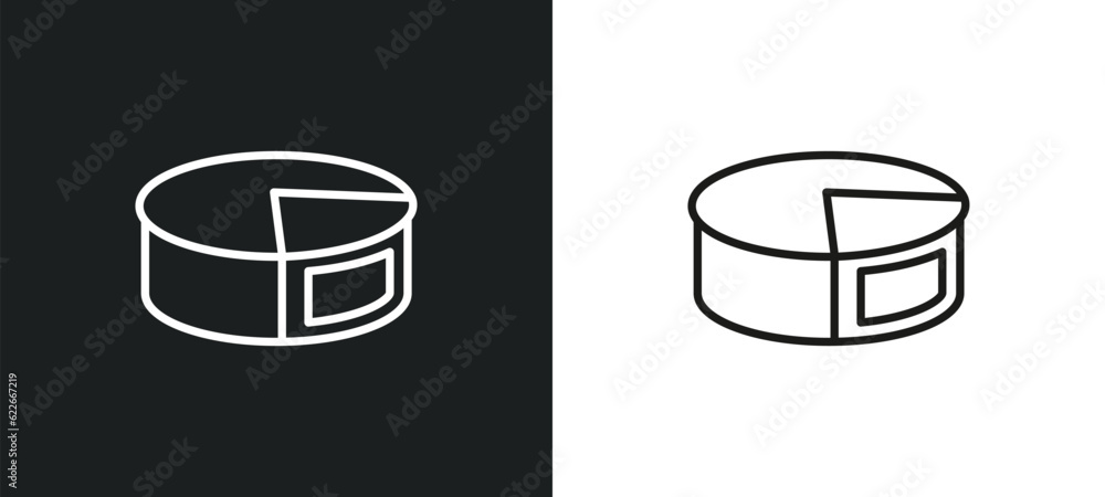 Poster 3d pie chart outline icon in white and black colors. 3d pie chart flat vector icon from user interfa