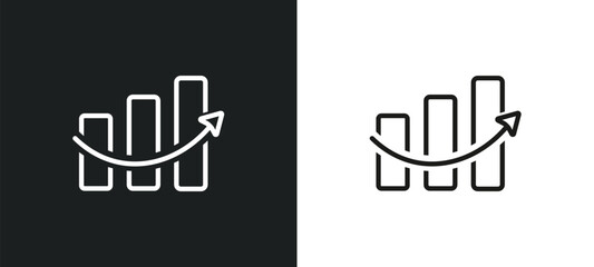 increasing data outline icon in white and black colors. increasing data flat vector icon from user interface collection for web, mobile apps and ui.