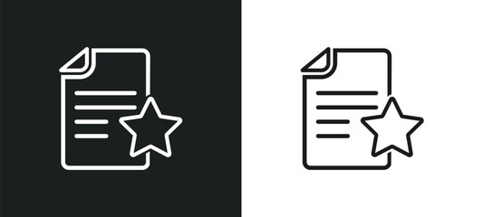 documents with a star outline icon in white and black colors. documents with a star flat vector icon from user interface collection for web, mobile apps and ui.