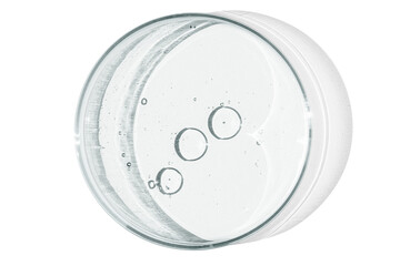 Petri dish isolated on empty background. drops, stains, bacteria and molecules in a Petri dish.