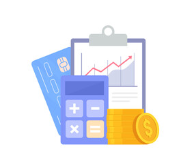 Vector illustration of financial statements. Accounting and finance audit. Concept of financial management, revenue calculation.