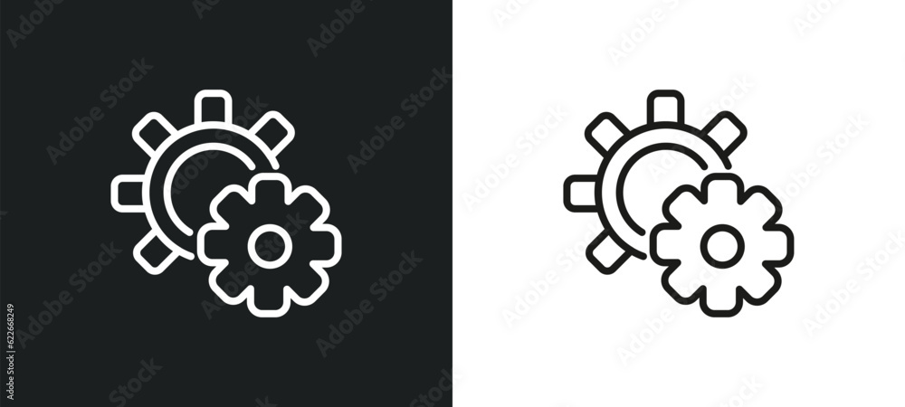 Poster play video button outline icon in white and black colors. play video button flat vector icon from us