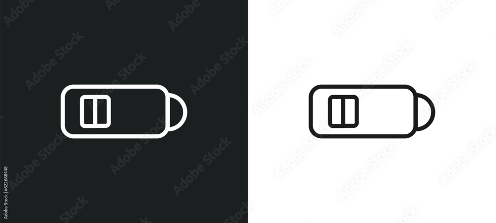 Poster selectioned circle outline icon in white and black colors. selectioned circle flat vector icon from 