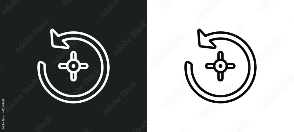 Poster anti clockwise outline icon in white and black colors. anti clockwise flat vector icon from user int