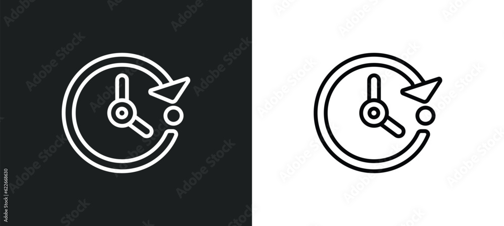 Poster past outline icon in white and black colors. past flat vector icon from user interface collection fo
