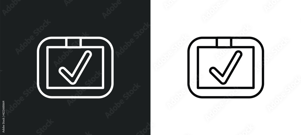 Poster check box outline icon in white and black colors. check box flat vector icon from user interface col