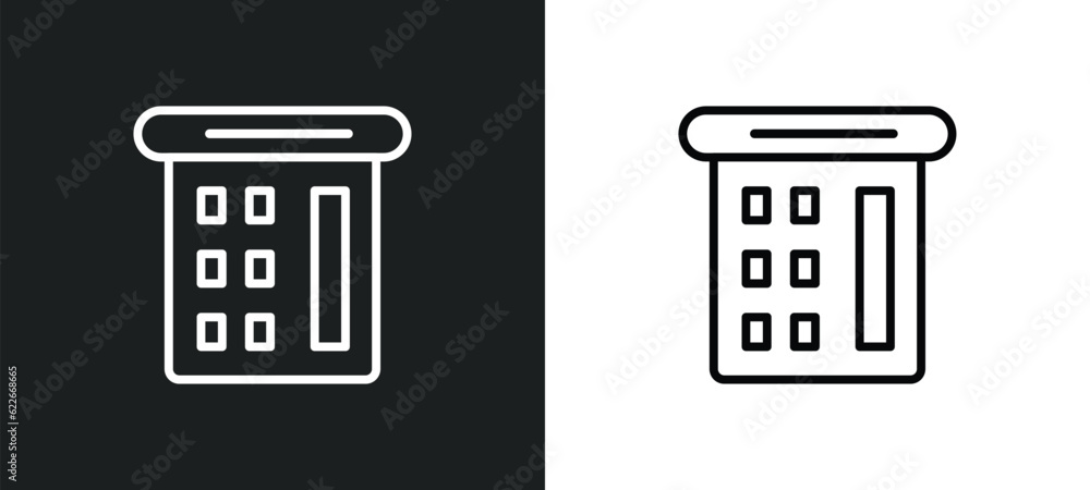 Poster offices outline icon in white and black colors. offices flat vector icon from user interface collect