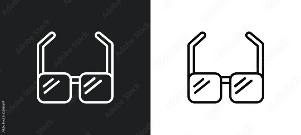 Poster square glasses outline icon in white and black colors. square glasses flat vector icon from user int