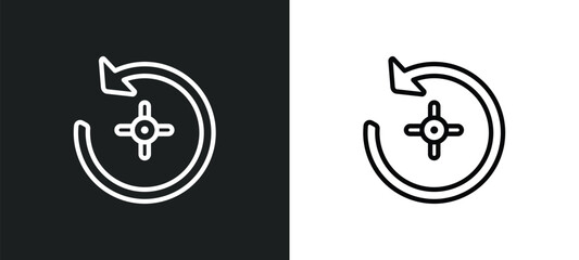 anti clockwise outline icon in white and black colors. anti clockwise flat vector icon from user interface collection for web, mobile apps and ui.