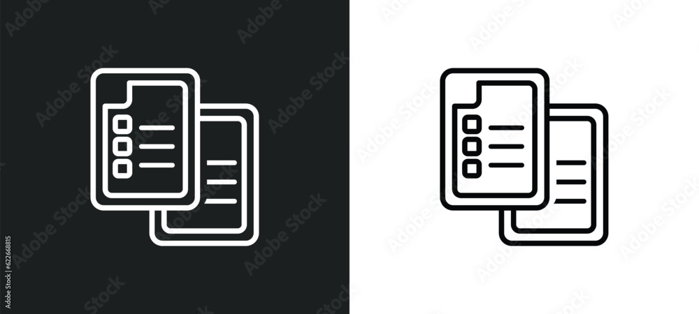 Poster blank file outline icon in white and black colors. blank file flat vector icon from user interface c