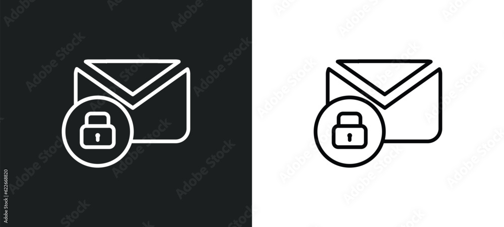 Poster unlock envelope outline icon in white and black colors. unlock envelope flat vector icon from user i