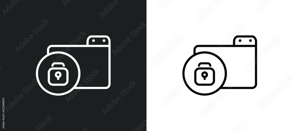 Poster unlock folder outline icon in white and black colors. unlock folder flat vector icon from user inter