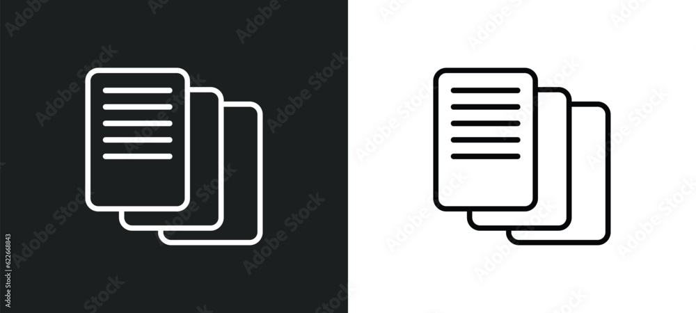 Poster multiple file outline icon in white and black colors. multiple file flat vector icon from user interface collection for web, mobile apps and ui.