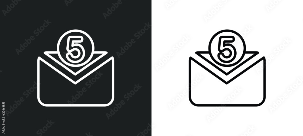 Poster envelope with message outline icon in white and black colors. envelope with message flat vector icon