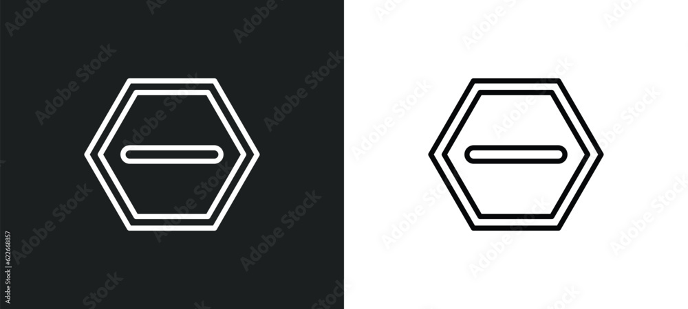 Poster remove round button outline icon in white and black colors. remove round button flat vector icon fro