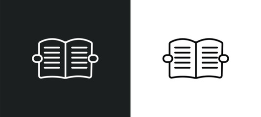 open diary outline icon in white and black colors. open diary flat vector icon from user interface collection for web, mobile apps and ui.