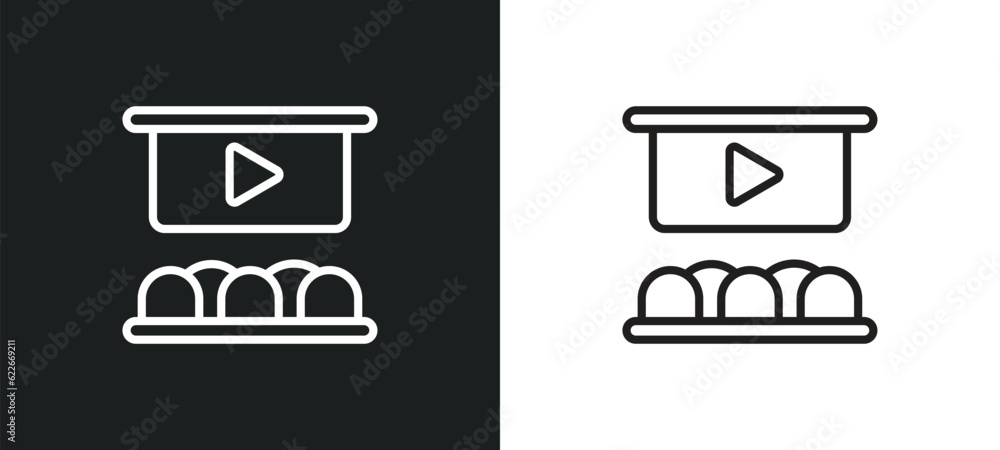 Aufkleber conference hall outline icon in white and black colors. conference hall flat vector icon from user i