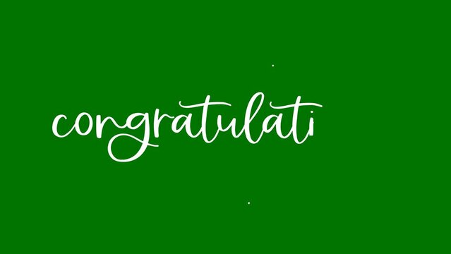 Congratulations Handwritten Animated Text in green background.
Congratulations suitable for festival, Anniversary, Celebration,
Happy Birthday, Wedding, Christmas. Congratulations text animation