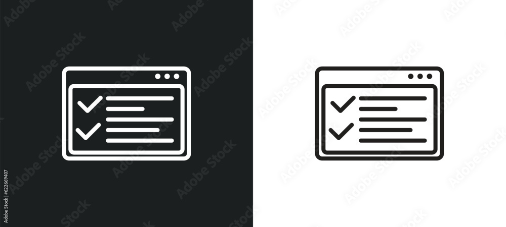 Poster task list outline icon in white and black colors. task list flat vector icon from user interface col