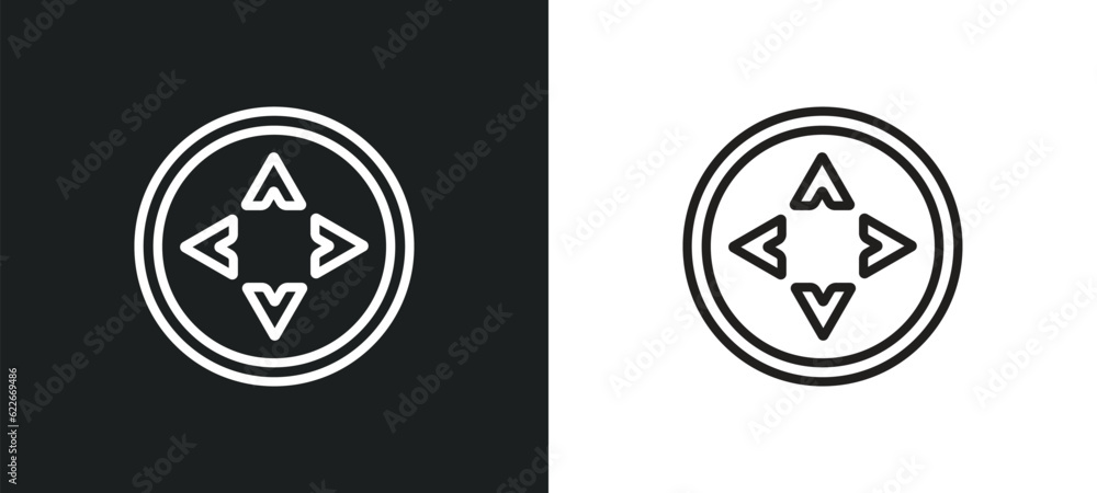 Poster move arrows outline icon in white and black colors. move arrows flat vector icon from user interface