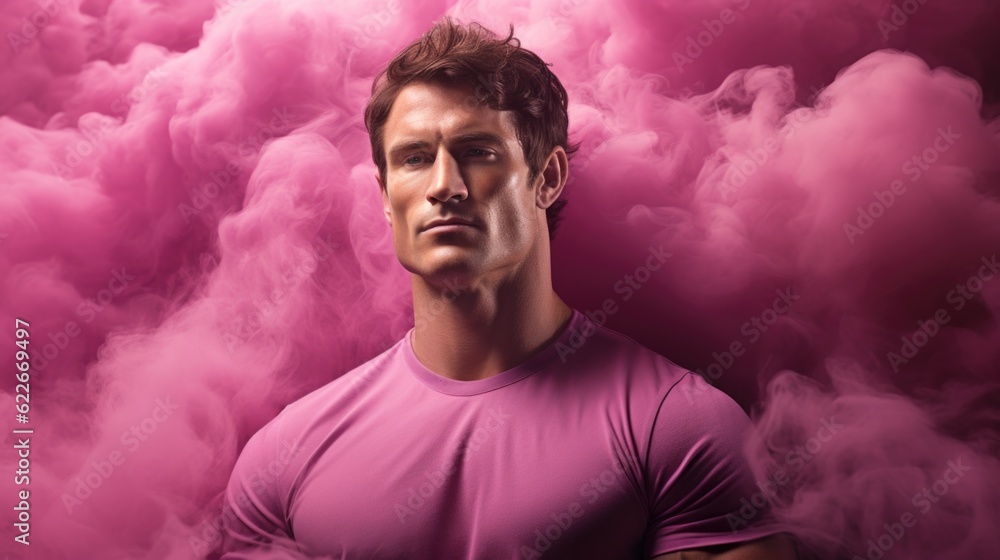 Aufkleber a man standing in front of a cloud of smoke. generative ai image.