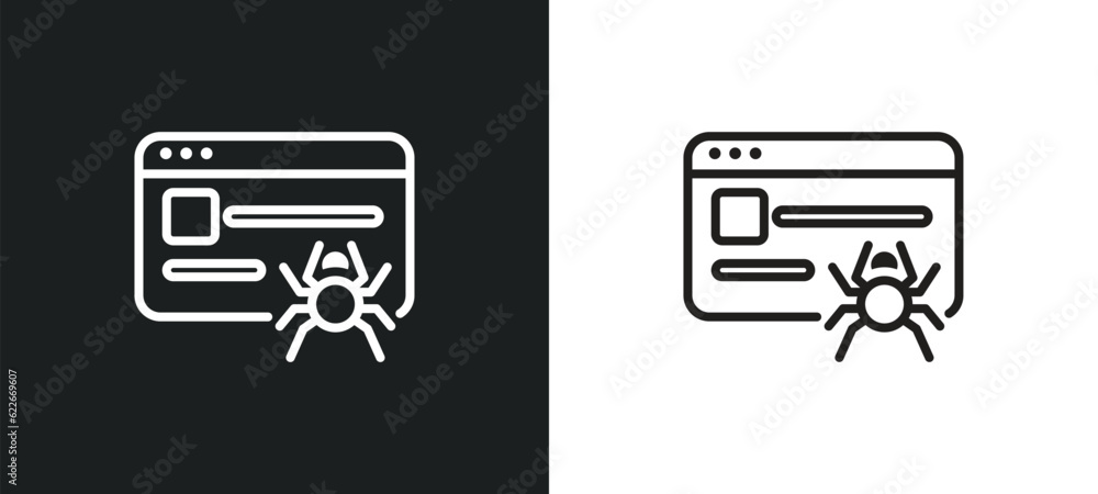 Poster web crawler outline icon in white and black colors. web crawler flat vector icon from user interface