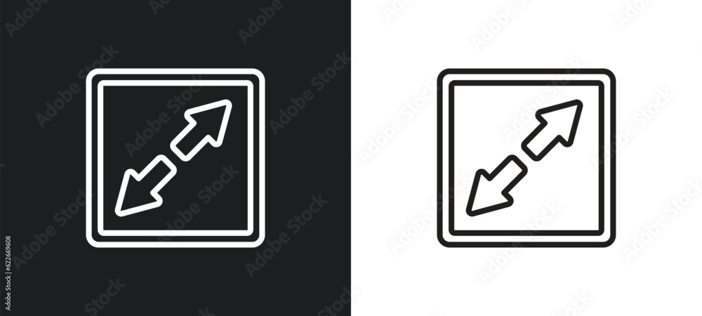 Poster expand tool outline icon in white and black colors. expand tool flat vector icon from user interface