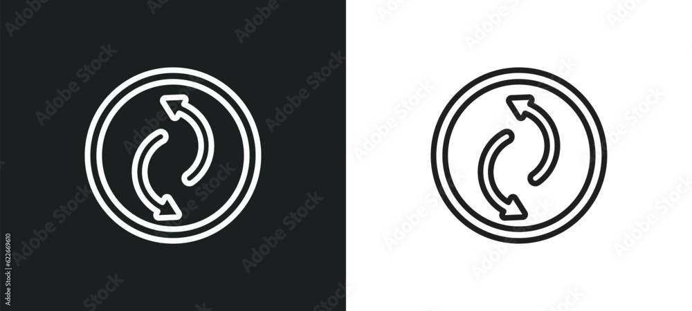 Poster synchronisation outline icon in white and black colors. synchronisation flat vector icon from user i