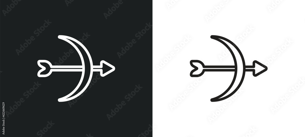 Poster archer outline icon in white and black colors. archer flat vector icon from user interface collectio
