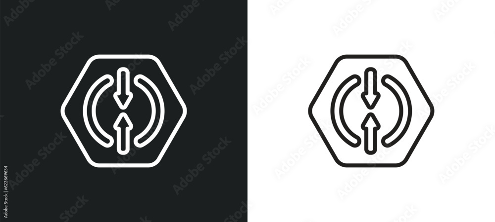 Poster opposition outline icon in white and black colors. opposition flat vector icon from user interface c