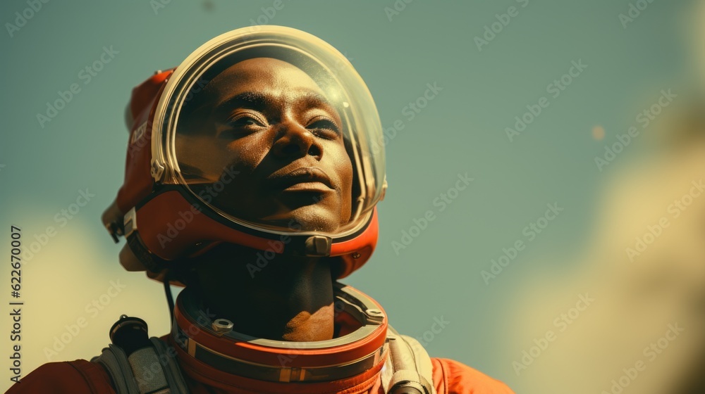 Aufkleber a man in a space suit with a helmet on. generative ai image.