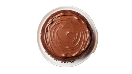 Top view chocolate cake isolated on white background