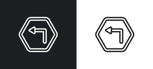 turn left only outline icon in white and black colors. turn left only flat vector icon from user interface collection for web, mobile apps and ui.