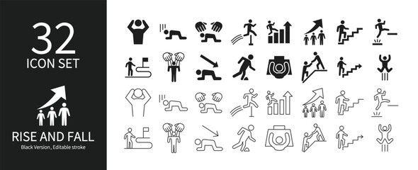 Icon set related to career advancement