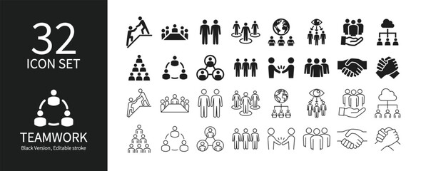 Icon set related to teamwork