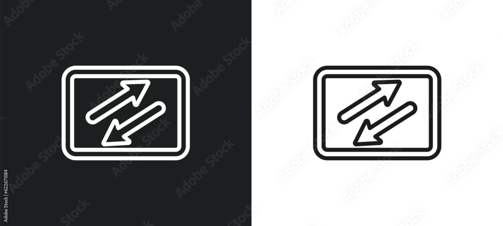 Poster cancel outline icon in white and black colors. cancel flat vector icon from user interface collectio