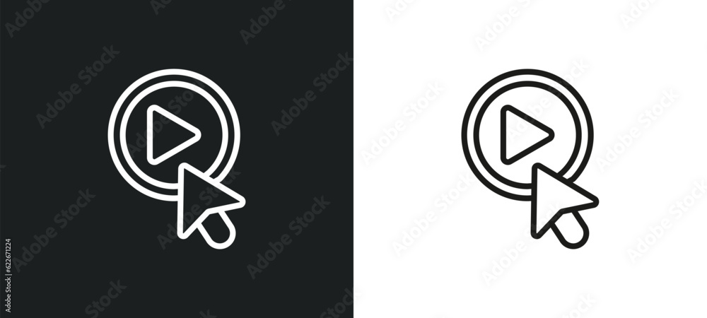 Poster empty outline icon in white and black colors. empty flat vector icon from user interface collection 