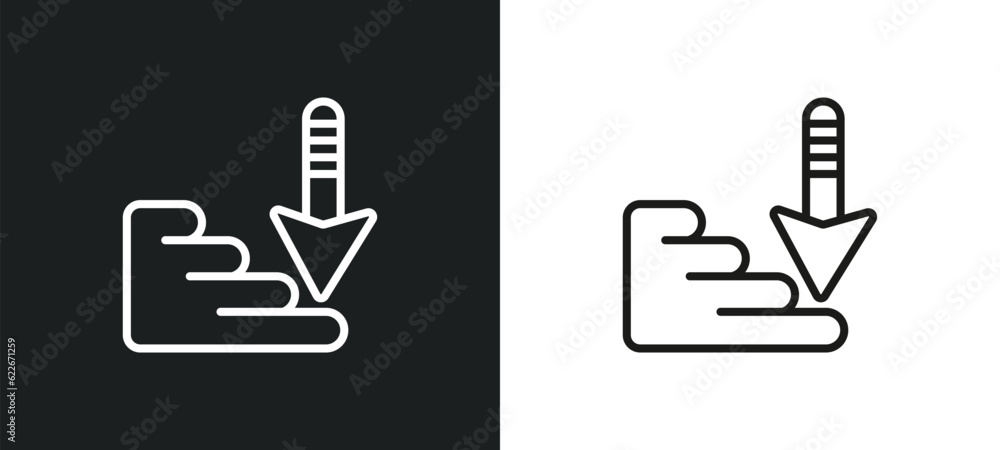 Poster finger prints outline icon in white and black colors. finger prints flat vector icon from user inter