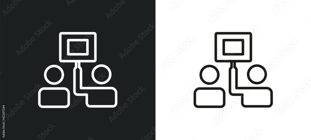 Poster look outline icon in white and black colors. look flat vector icon from user interface collection fo