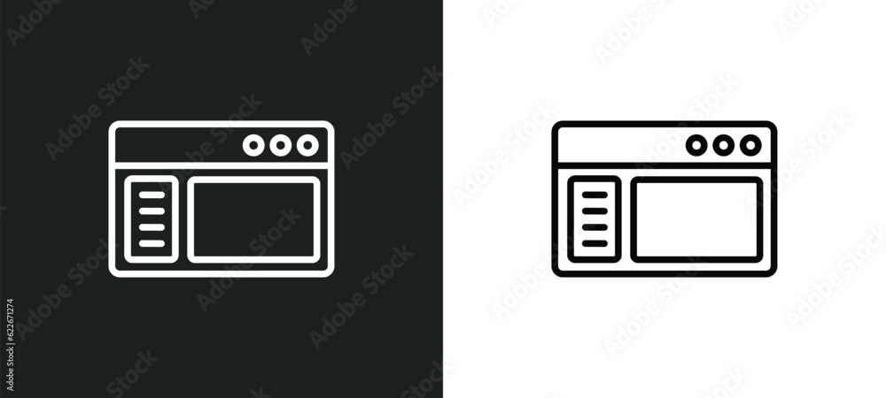 Poster sidebar outline icon in white and black colors. sidebar flat vector icon from ui collection for web,