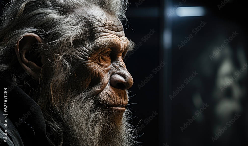 Aufkleber a close up of a man with a long beard. generative ai image.