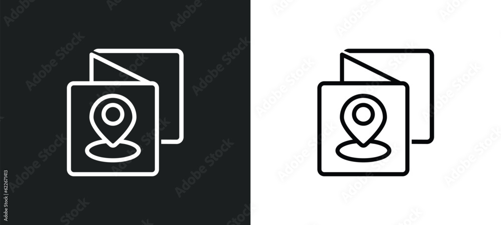 Poster unfolded map outline icon in white and black colors. unfolded map flat vector icon from travel colle