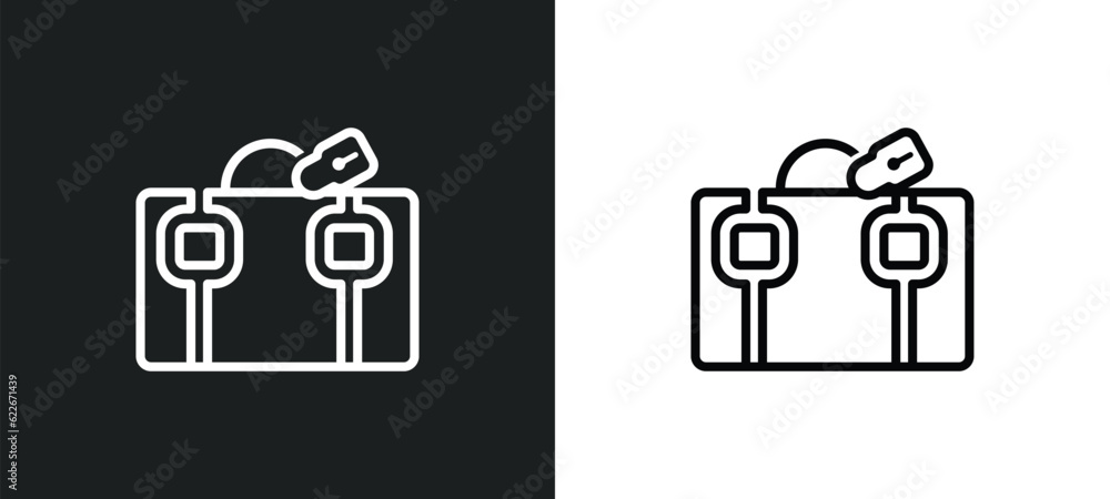 Aufkleber secure briefcase outline icon in white and black colors. secure briefcase flat vector icon from trav