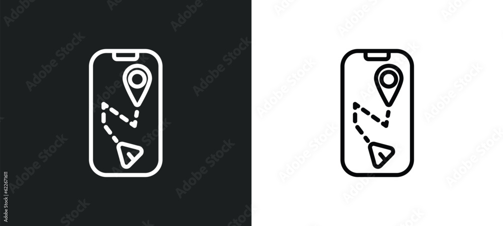Poster mobile map outline icon in white and black colors. mobile map flat vector icon from travel collectio